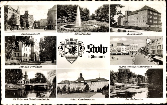 Wappen Ansichtskarte Postkarte S Upsk Stolp Pommern Akpool At